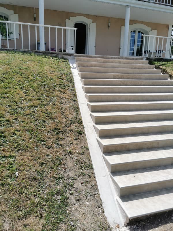 Escalier en pierre posé dans le talus